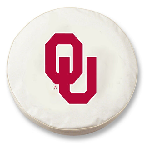 Oklahoma Sooners HBS Ersatzreifenabdeckung aus weißem Vinyl – sportlich
