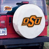 Oklahoma State Cowboys HBS White Vinyl Fitted Car Tire Cover - Sporting Up
