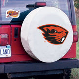 Oregon State Beavers HBS White Vinyl Fitted Spare Car Tire Cover - Sporting Up