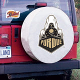 Purdue Boilermakers HBS White Vinyl Fitted Spare Car Tire Cover - Sporting Up