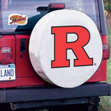 Rutgers scarlet knights hbs cubierta de neumático de automóvil equipada con vinilo blanco - sporting up