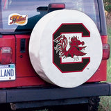 Housse de pneu de voiture équipée en vinyle blanc hbs des gamecocks de Caroline du Sud - faire du sport