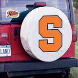 Passende Ersatzreifenabdeckung aus weißem HBS-Vinyl in Syracuse-Orange – sportlich