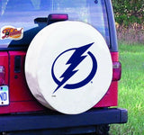 Housse de pneu de voiture de secours équipée en vinyle blanc Lightning HBs de Tampa Bay - Sporting Up