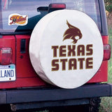 Passende Ersatzreifenabdeckung aus weißem Vinyl der Texas State Bobcats HBS – sportlich