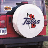 Housse de pneu de voiture équipée en vinyle blanc Tulsa Golden Hurricane HBS - Sporting Up