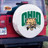 Housse de pneu de voiture de secours équipée en vinyle blanc hbs des Bobcats de l'Ohio - faire du sport