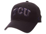 TCU Horned Frogs Zephyr Black Mesh Blackout Trucker Adjustable Snapback Hat Cap - Sporting Up