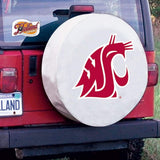 Housse de pneu de voiture équipée en vinyle blanc hbs des Cougars de l'État de Washington - Faire du sport