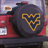 West virginia mountaineers hbs cubierta de neumático de automóvil equipada con vinilo negro - sporting up
