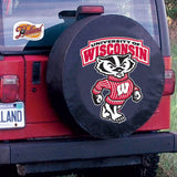 Wisconsin Badgers HBS Badger Black Vinyl Fitted Car Tire Cover - Sporting Up