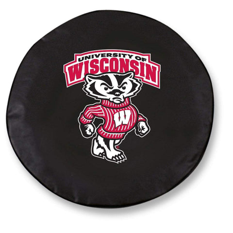 Wisconsin Badgers HBS Badger Black Vinyl Fitted Car Tire Cover - Sporting Up