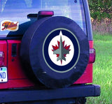 Housse de pneu de voiture de secours équipée en vinyle noir hbs des Jets de Winnipeg - Sporting up