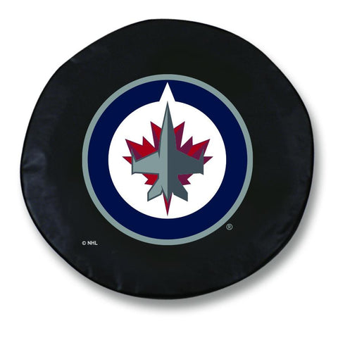 Housse de pneu de voiture de secours équipée en vinyle noir hbs des Jets de Winnipeg - Sporting up