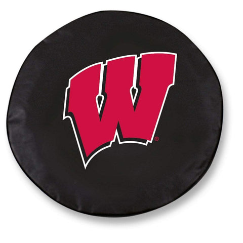 Wisconsin Badgers HBS "W" Black Vinyl Fitted Car Tire Cover - Sporting Up