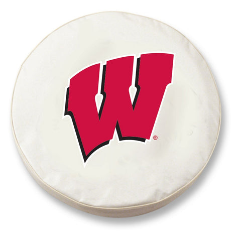 Wisconsin Badgers HBS „W“ Autoreifenabdeckung aus weißem Vinyl – sportlich