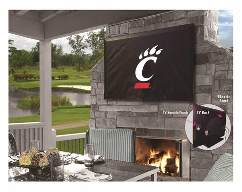 Kaufen Sie die schwarze, atmungsaktive, wasserabweisende Vinyl-TV-Abdeckung der Cincinnati Bearcats – sportlich