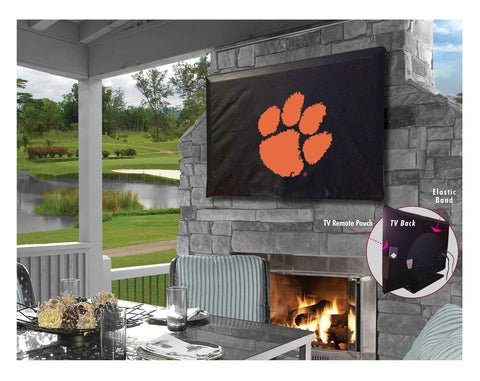 Shop Clemson Tigers HBS Black Breathable Water Resistant Vinyl TV Cover - Sporting Up