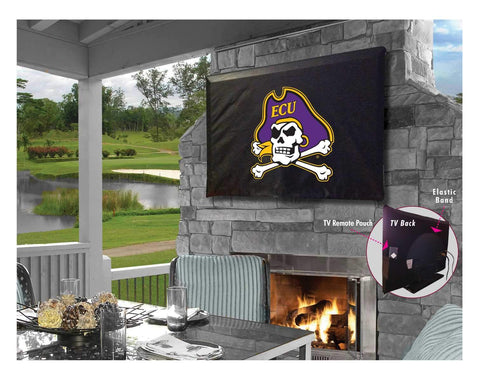 Shoppen Sie die schwarze, atmungsaktive, wasserabweisende Vinyl-TV-Abdeckung „East Carolina Pirates“ – sportlich