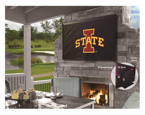 Cubierta de tv de vinilo resistente al agua transpirable negro de ciclones del estado de Iowa - sporting up