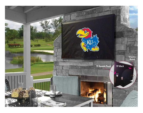 Kansas jayhawks hbs cubierta de TV de vinilo resistente al agua, transpirable, negra, deportiva - sporting up
