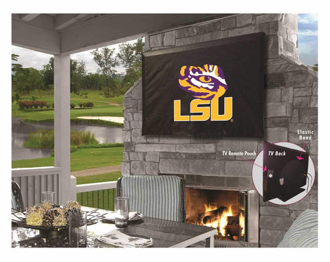 LSU TIgers HBS Black Breathable Water Resistant Vinyl TV Cover - Sporting Up