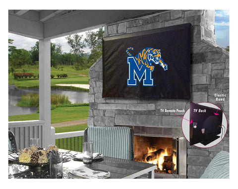 Cubierta de TV de vinilo resistente al agua, transpirable y negra, Memphis Tigers hbs - sporting up