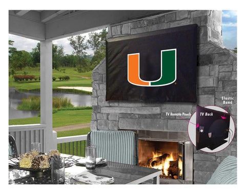 Shop Miami Hurricanes HBS Black Breathable Water Resistant Vinyl TV Cover - Sporting Up