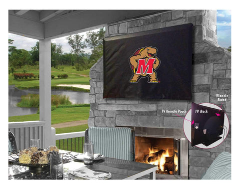 Maryland Terrapins HBS Black Breathable Water Resistant Vinyl TV Cover - Sporting Up