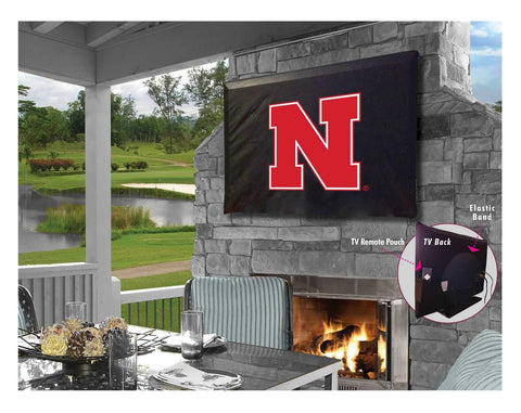 Nebraska Cornhuskers Black Breathable Water Resistant Vinyl TV Cover - Sporting Up