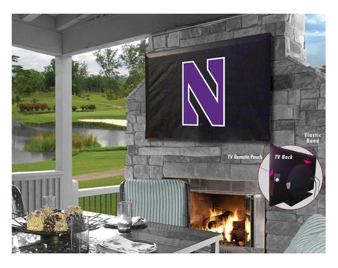 Compre funda para TV de vinilo resistente al agua, transpirable y negra de los Northwestern Wildcats - sporting up