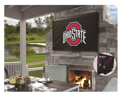 Ohio State Buckeyes Black Breathable Water Resistant Vinyl TV Cover - Sporting Up