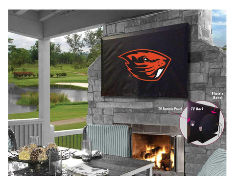 Couverture TV en vinyle résistant à l’eau et respirante noire des castors de l’État de l’Oregon - faire du sport