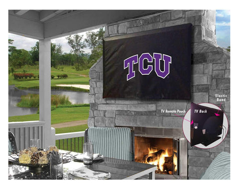 Boutique TCU Horned Frogs HBS Housse de télévision en vinyle noir respirant et résistant à l'eau - Sporting Up