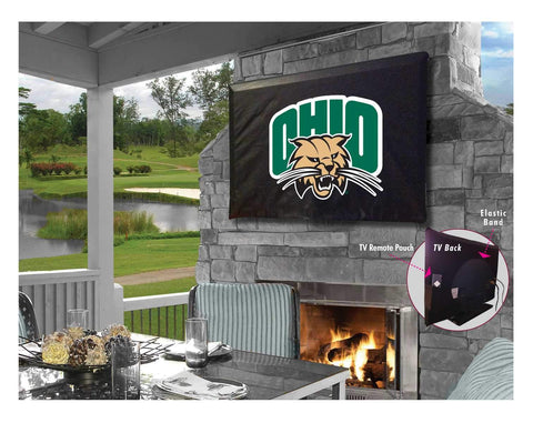Compre cubierta para TV de vinilo resistente al agua y transpirable hbs de Ohio Bobcats en negro - sporting up