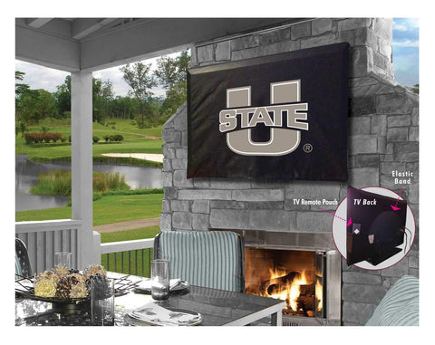 Kaufen Sie die TV-Abdeckung „Utah State Aggies HBS“ aus schwarzem, atmungsaktivem, wasserabweisendem Vinyl – sportlich