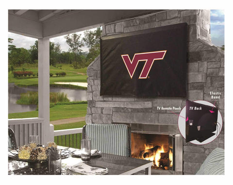 Compre funda para TV de vinilo resistente al agua, transpirable y negra de Virginia Tech Hokies - Sporting Up