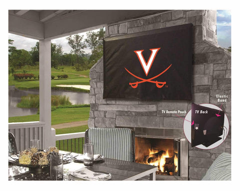 Virginia cavaliers hbs cubierta de tv de vinilo resistente al agua, transpirable, negra - sporting up