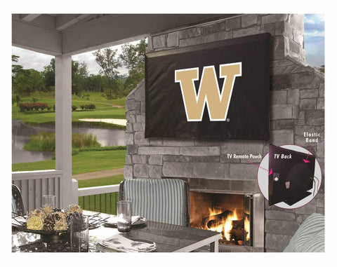Couverture tv en vinyle résistant à l’eau respirante noire des Huskies de Washington - faire du sport