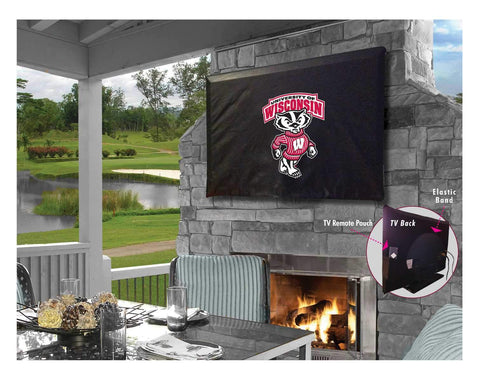 Wisconsin Badgers Dachs atmungsaktive, wasserabweisende Vinyl-TV-Abdeckung – sportlich