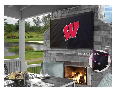 Wisconsin Badgers „W“ atmungsaktive, wasserabweisende Vinyl-TV-Abdeckung – sportlich