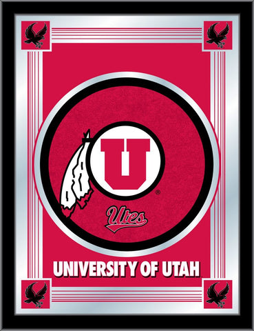 Utah Utes Holland Bar Tabouret Co. Miroir à logo rouge collector (17" x 22") - Sporting Up